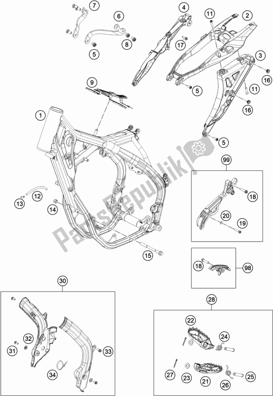 All parts for the Frame of the Husqvarna TE 250 EU 2017