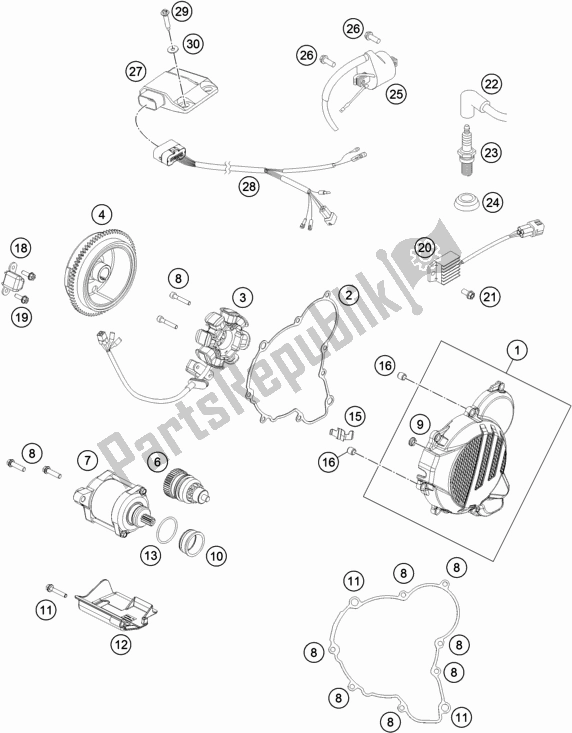 All parts for the Ignition System of the Husqvarna TE 250 EU 2017