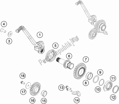 All parts for the Kick Starter of the Husqvarna TE 250 EU 2017