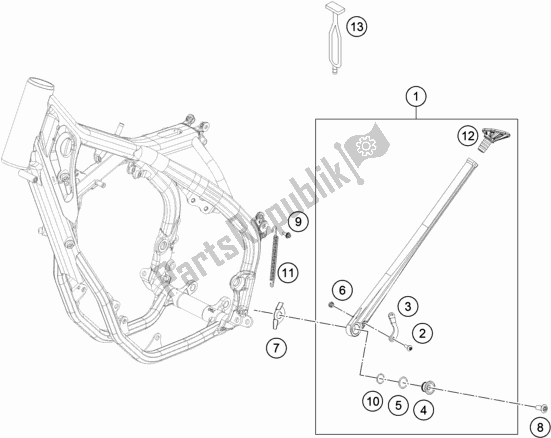 All parts for the Side / Center Stand of the Husqvarna TE 250 EU 2017