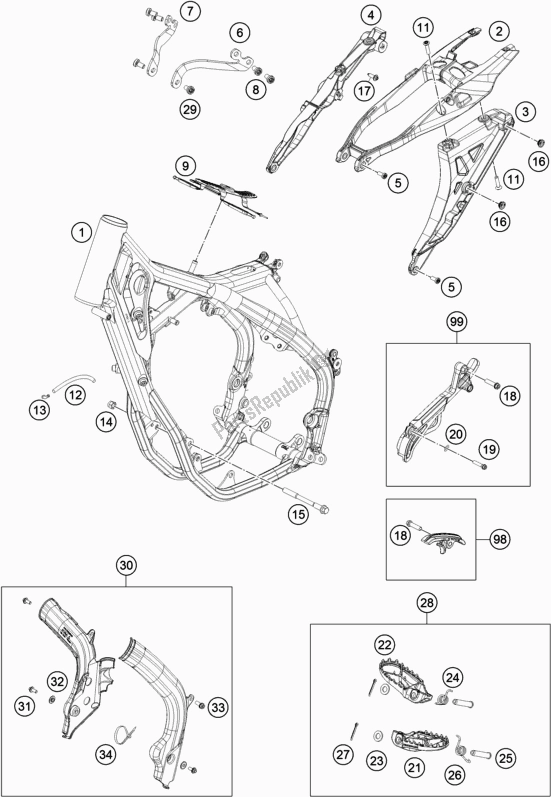 Tutte le parti per il Telaio del Husqvarna TE 250I EU 2018