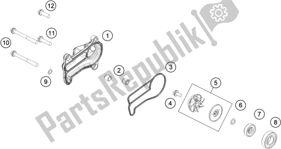 All parts for the Water Pump of the Husqvarna TE 250I EU 2018