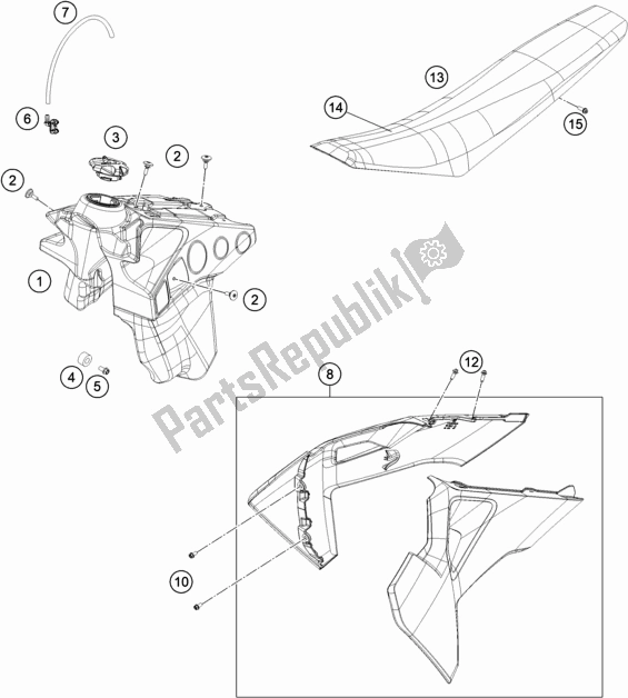 All parts for the Tank, Seat of the Husqvarna TE 250I EU 2020