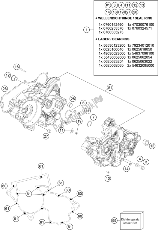 All parts for the Engine Case of the Husqvarna TE 250I EU 2021