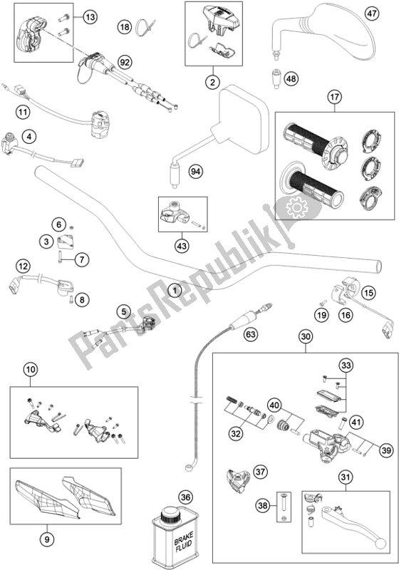 Tutte le parti per il Manubrio, Comandi del Husqvarna TE 250I EU 2021