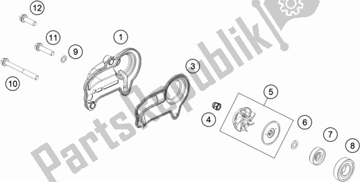 All parts for the Water Pump of the Husqvarna TE 250I EU 2021