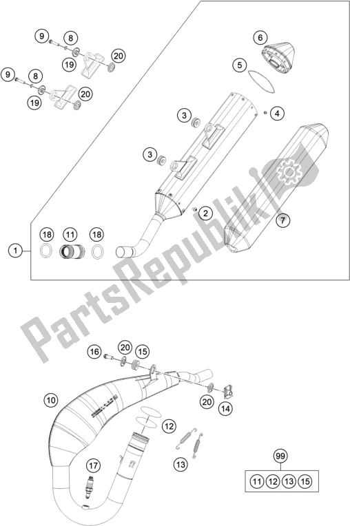 All parts for the Exhaust System of the Husqvarna TE 250I EU 2022