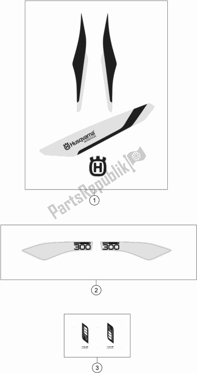 All parts for the Decal of the Husqvarna TE 300 2016