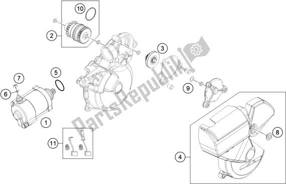 All parts for the Electric Starter of the Husqvarna TE 300 2016