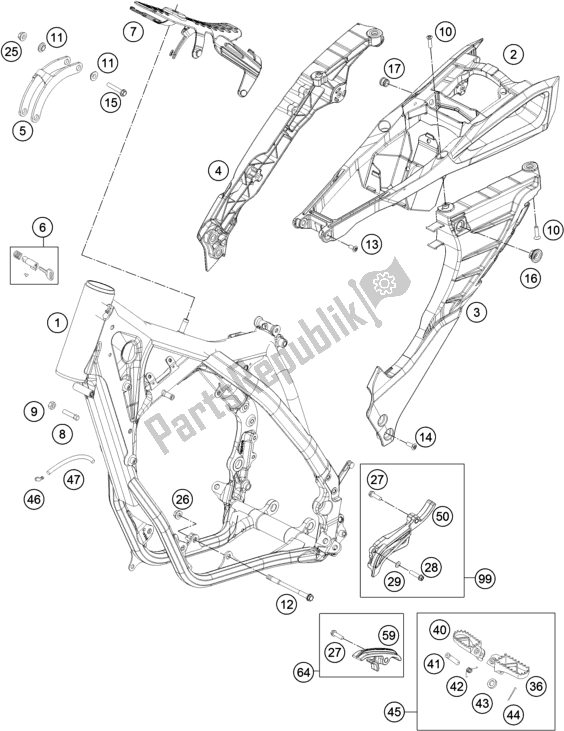 Alle onderdelen voor de Kader van de Husqvarna TE 300 2016