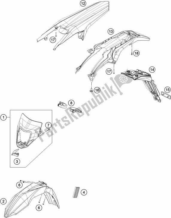 Wszystkie części do Maska, B? Otniki Husqvarna TE 300 2016