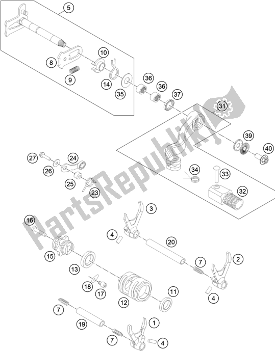 Tutte le parti per il Meccanismo Di Spostamento del Husqvarna TE 300 2016