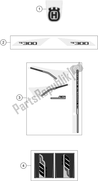 All parts for the Decal of the Husqvarna TE 300 2017