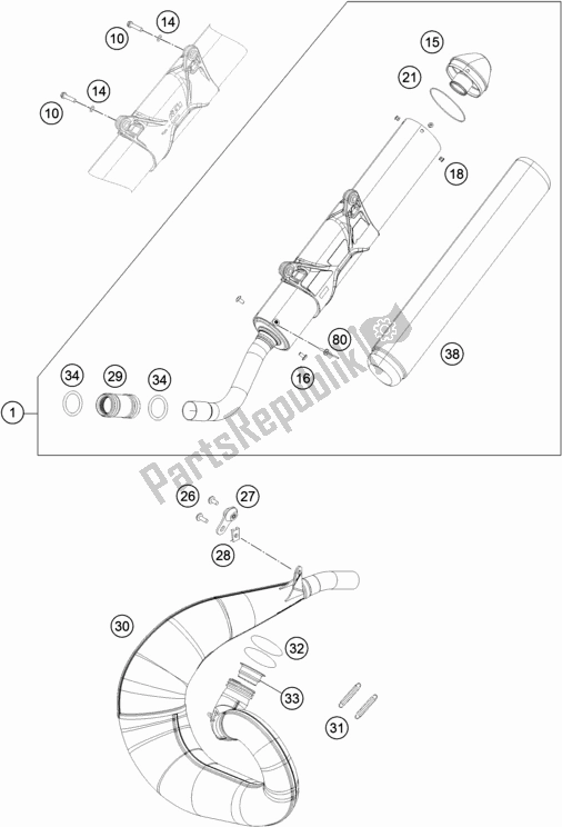 All parts for the Exhaust System of the Husqvarna TE 300 2017