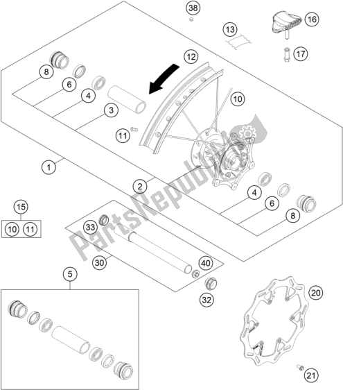 All parts for the Front Wheel of the Husqvarna TE 300 2017