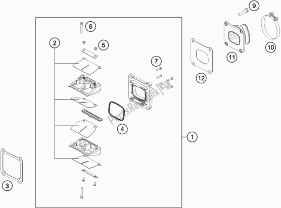 All parts for the Reed Valve Case of the Husqvarna TE 300 2017