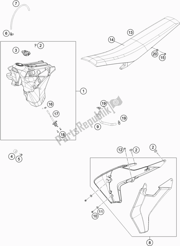 Tutte le parti per il Serbatoio, Sedile del Husqvarna TE 300 2017
