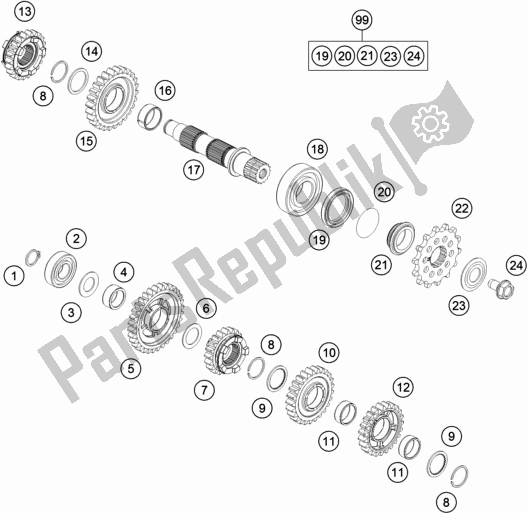 All parts for the Transmission Ii - Countershaft of the Husqvarna TE 300 2017