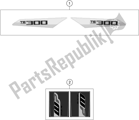 All parts for the Decal of the Husqvarna TE 300 2018