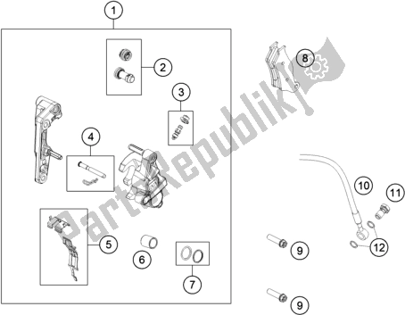 All parts for the Front Brake Caliper of the Husqvarna TE 300 2018