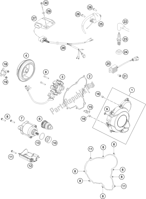 All parts for the Ignition System of the Husqvarna TE 300 2018