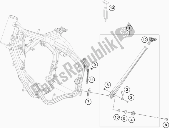 All parts for the Side / Center Stand of the Husqvarna TE 300 2018