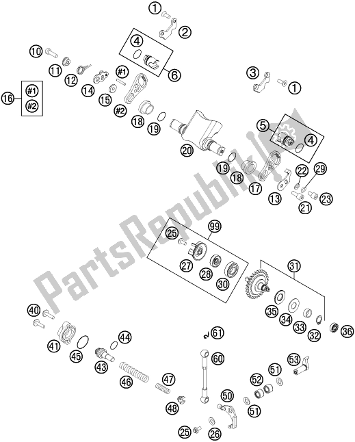 All parts for the Exhaust Control of the Husqvarna TE 300 EU 2016