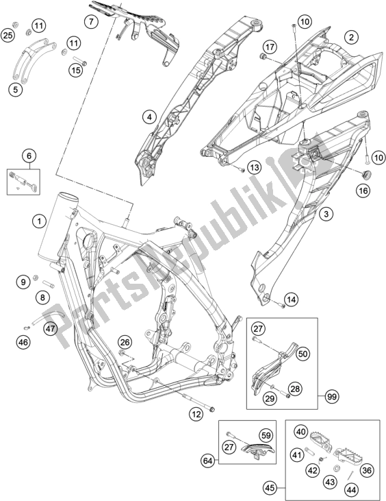 All parts for the Frame of the Husqvarna TE 300 EU 2016
