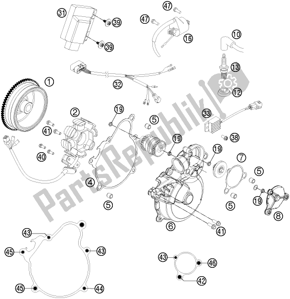 All parts for the Ignition System of the Husqvarna TE 300 EU 2016