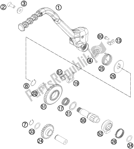 All parts for the Kick Starter of the Husqvarna TE 300 EU 2016