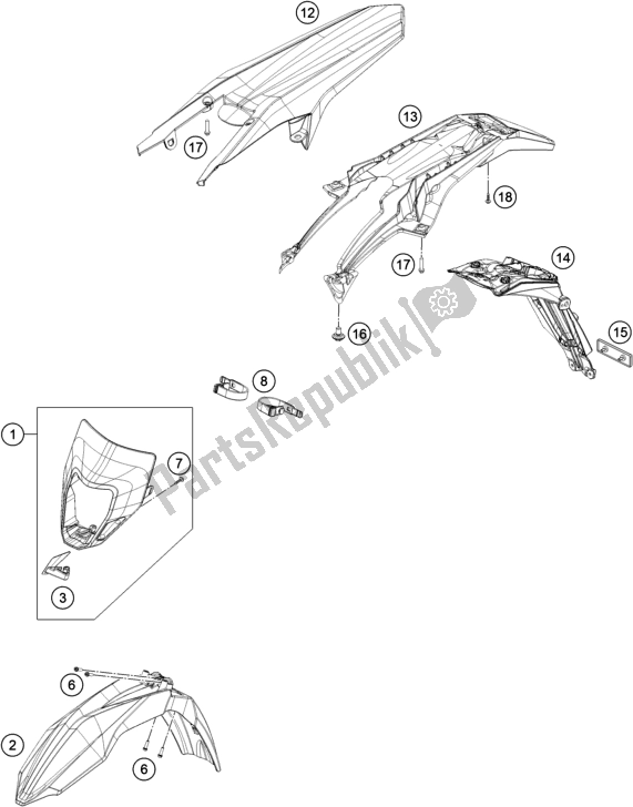 All parts for the Mask, Fenders of the Husqvarna TE 300 EU 2016