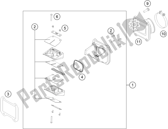 All parts for the Reed Valve Case of the Husqvarna TE 300 EU 2016