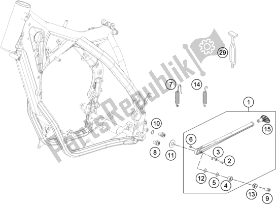 All parts for the Side / Center Stand of the Husqvarna TE 300 EU 2016