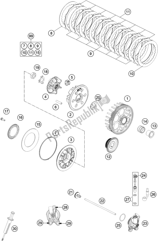 All parts for the Clutch of the Husqvarna TE 300 EU 2017