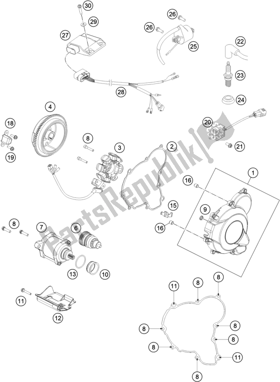 All parts for the Ignition System of the Husqvarna TE 300 EU 2017