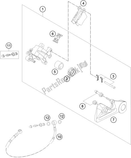 All parts for the Rear Brake Caliper of the Husqvarna TE 300 EU 2017