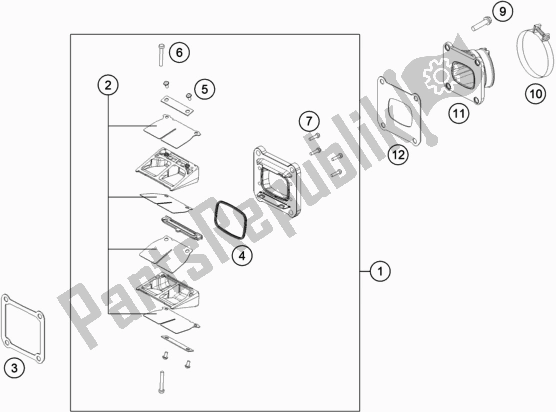 All parts for the Reed Valve Case of the Husqvarna TE 300 EU 2017