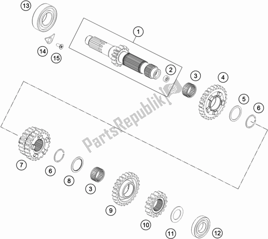 All parts for the Transmission I - Main Shaft of the Husqvarna TE 300 EU 2017