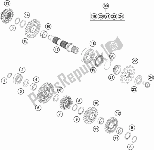 All parts for the Transmission Ii - Countershaft of the Husqvarna TE 300 EU 2017