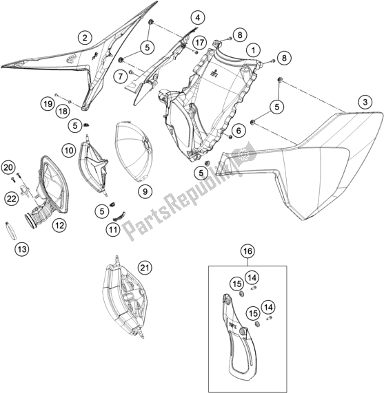 All parts for the Air Filter of the Husqvarna TE 300I EU 2019