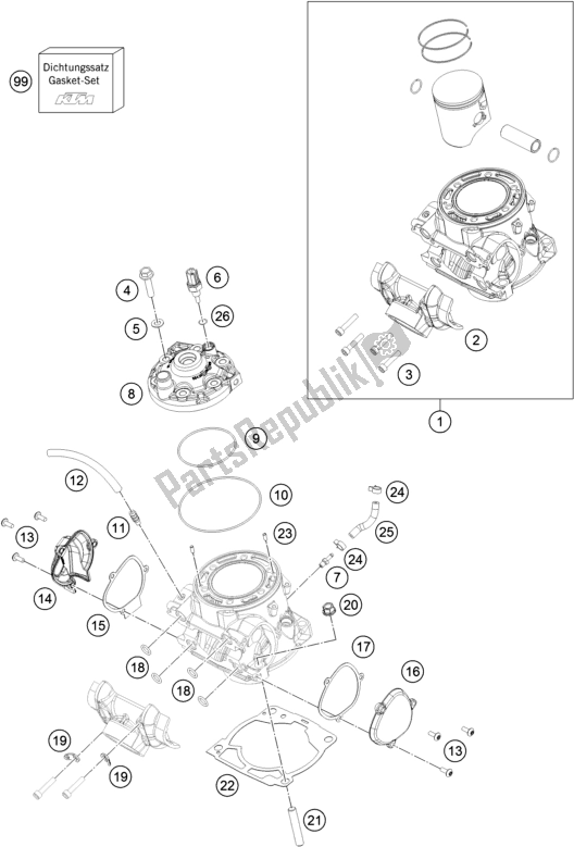 All parts for the Cylinder, Cylinder Head of the Husqvarna TE 300I EU 2019