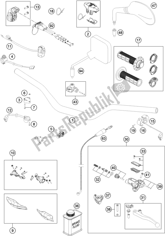 Toutes les pièces pour le Guidon, Commandes du Husqvarna TE 300I EU 2019