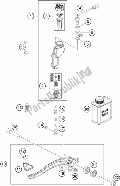 All parts for the Rear Brake Control of the Husqvarna TE 300I EU 2019