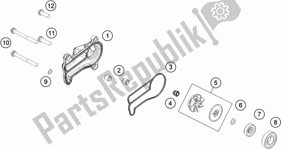 All parts for the Water Pump of the Husqvarna TE 300I EU 2019
