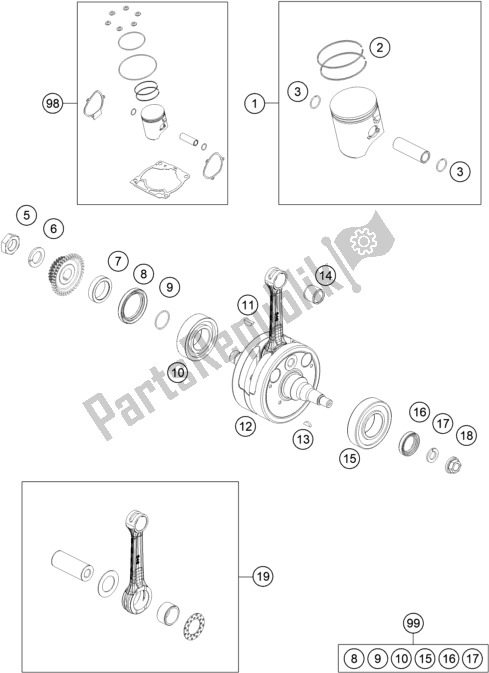 Toutes les pièces pour le Vilebrequin, Piston du Husqvarna TE 300I EU 2020