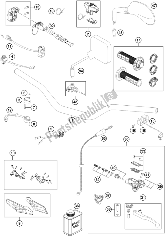 All parts for the Handlebar, Controls of the Husqvarna TE 300I EU 2020