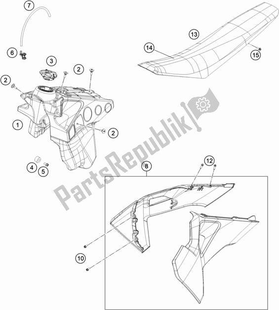 Toutes les pièces pour le Réservoir, Siège du Husqvarna TE 300I EU 2020