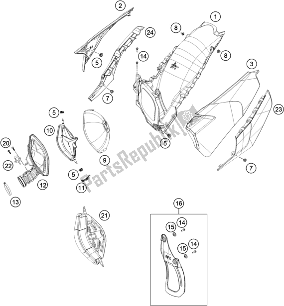 Todas las partes para Filtro De Aire de Husqvarna TE 300I EU 2021