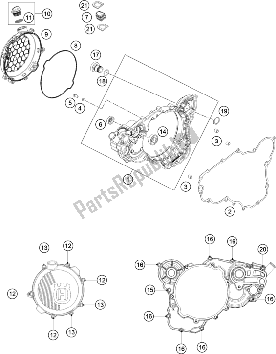 Toutes les pièces pour le Couvercle D'embrayage du Husqvarna TE 300I EU 2021