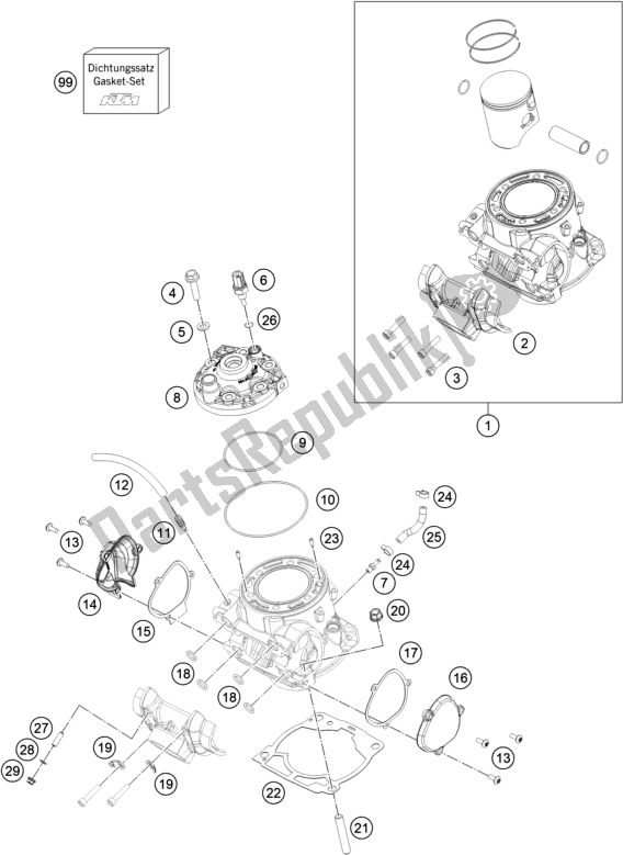 All parts for the Cylinder, Cylinder Head of the Husqvarna TE 300I EU 2021